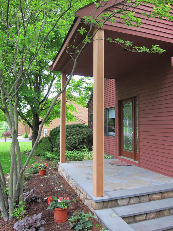 Image of a porch post replacement and repair with cedar columns in Rocky Hill, CT