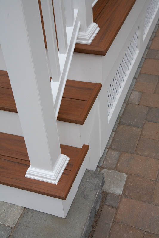 Image of porch stairs with composite risers and treads in Glastonbury, CT