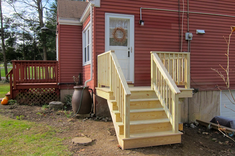 An image of a deck repair job with new stairs in Coventry CT