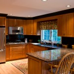 Image of a complete kitchen remodeling job with cherry cabinets and granite counter tops | Rocky Hill CT