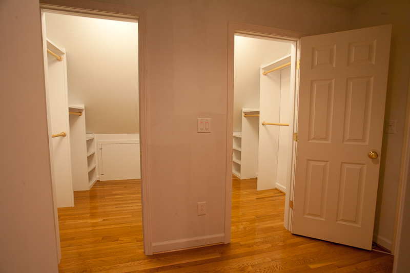 New walk in closets with oak hardood flooring. Coventry, CT